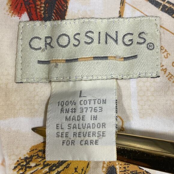 Crossings Mens Camp Fly Fishing Fish Shirt Aloha Hawaiian Button Down Pocket L - Picture 6 of 7